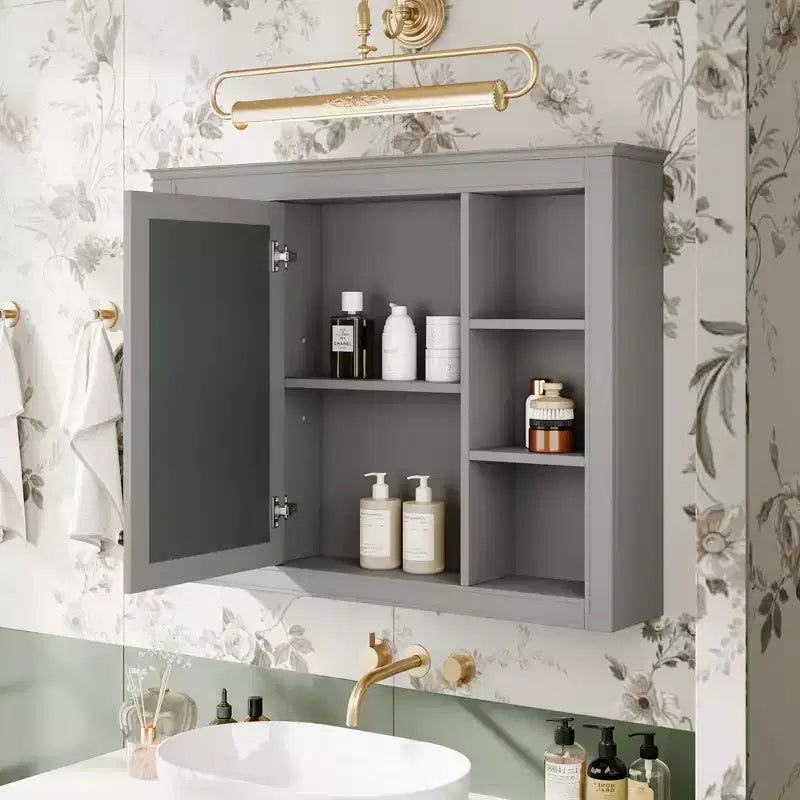 Armoire à pharmacie rectangulaire en MDF avec miroir de 35 po L x 27,5 po H