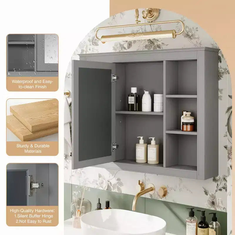 Armoire à pharmacie rectangulaire en MDF avec miroir de 35 po L x 27,5 po H
