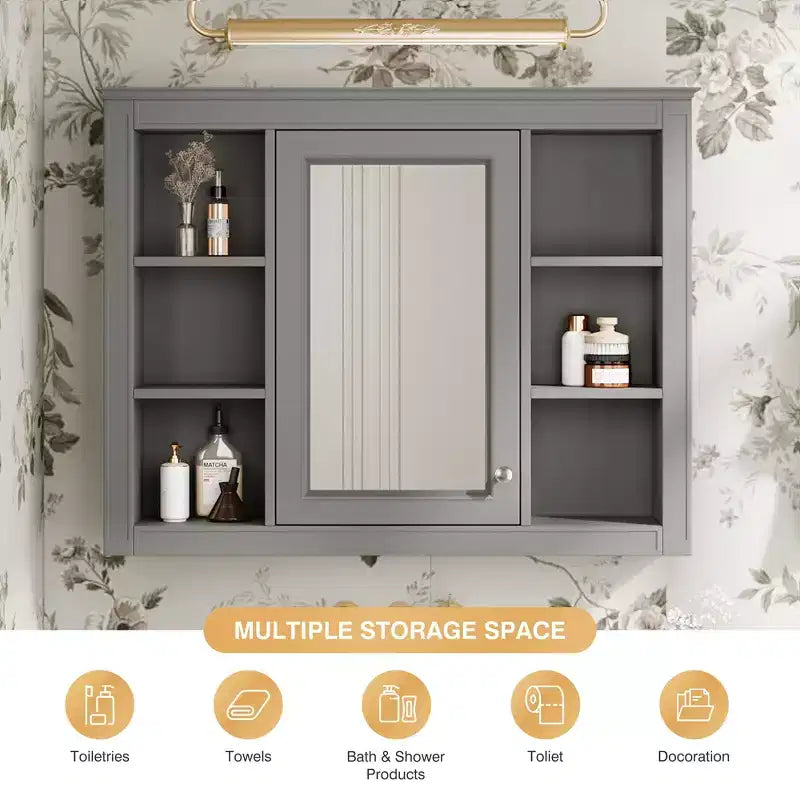 Armoire à pharmacie rectangulaire en MDF avec miroir de 35 po L x 27,5 po H