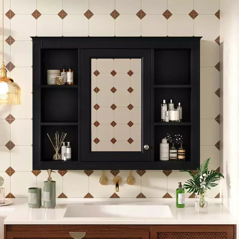 Armoire à pharmacie rectangulaire en MDF avec miroir de 35 po L x 27,5 po H