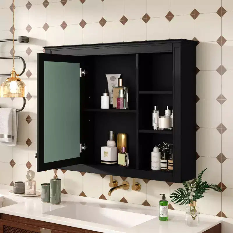 Armoire à pharmacie rectangulaire en MDF avec miroir de 35 po L x 27,5 po H