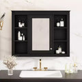 FAMYYT 35 in. W x 27.5 in. H Rectangular MDF Board Surface Mount Bathroom Medicine Cabinet with Mirror, Soft-Close Hinge