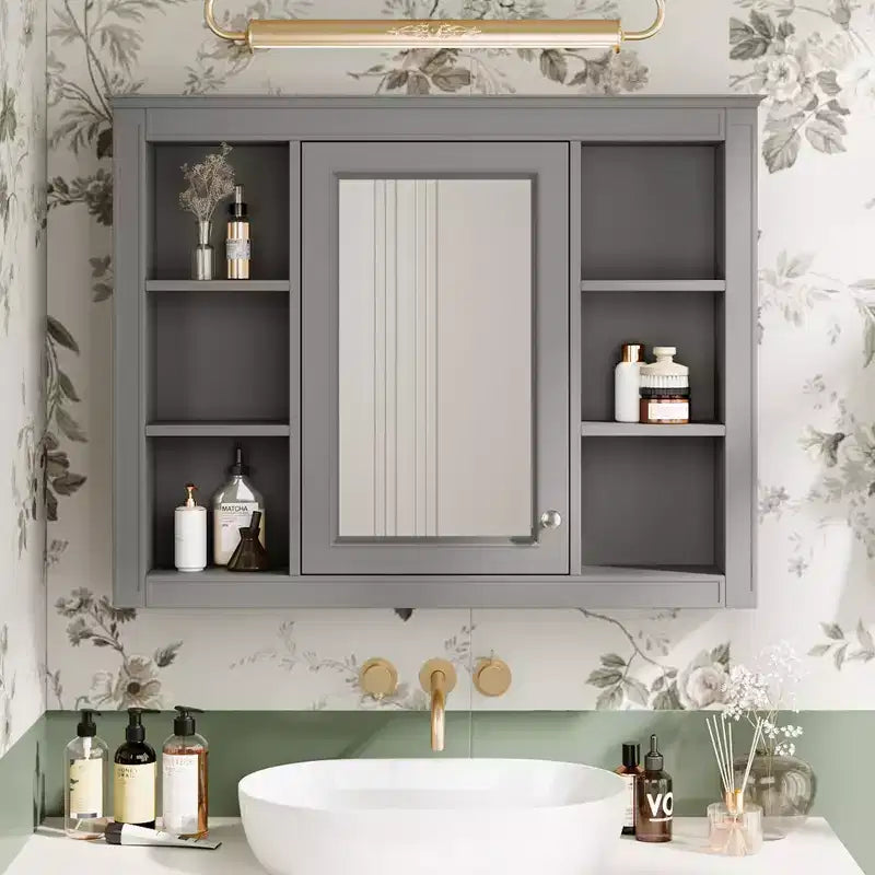 Armoire à pharmacie rectangulaire en MDF avec miroir de 35 po L x 27,5 po H