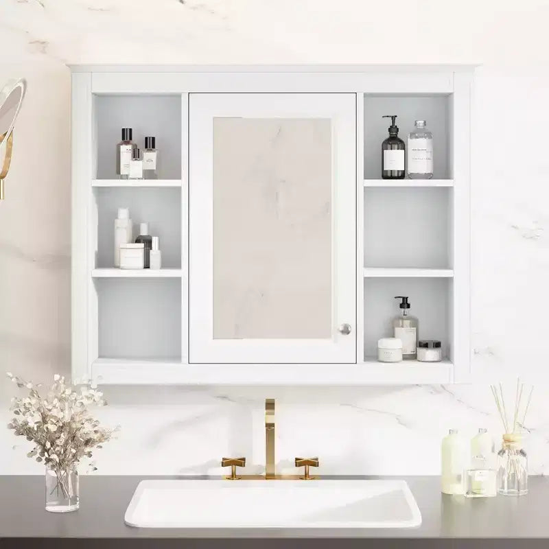 Armoire à pharmacie rectangulaire en MDF avec miroir de 35 po L x 27,5 po H