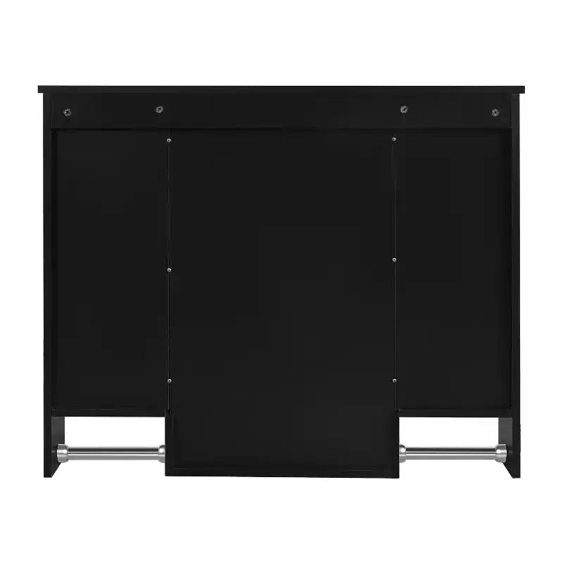 Armoire à pharmacie rectangulaire en MDF de 35 po L x 28 po H avec miroir et barre porte-serviettes pour salle de bain