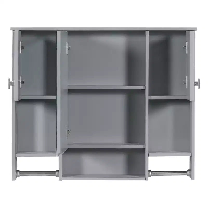 Armoire à pharmacie rectangulaire en MDF de 35 po L x 28 po H avec miroir et barre porte-serviettes pour salle de bain