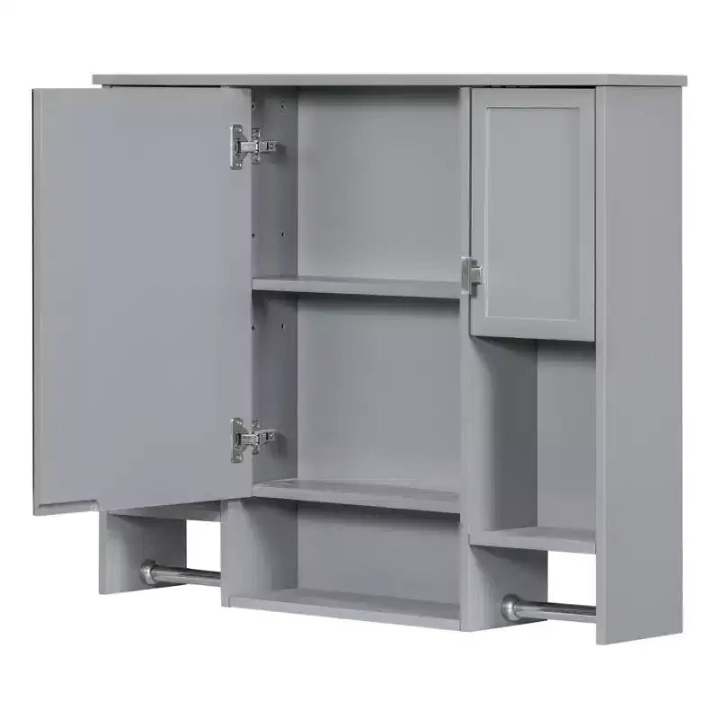 Armoire à pharmacie rectangulaire en MDF de 35 po L x 28 po H avec miroir et barre porte-serviettes pour salle de bain