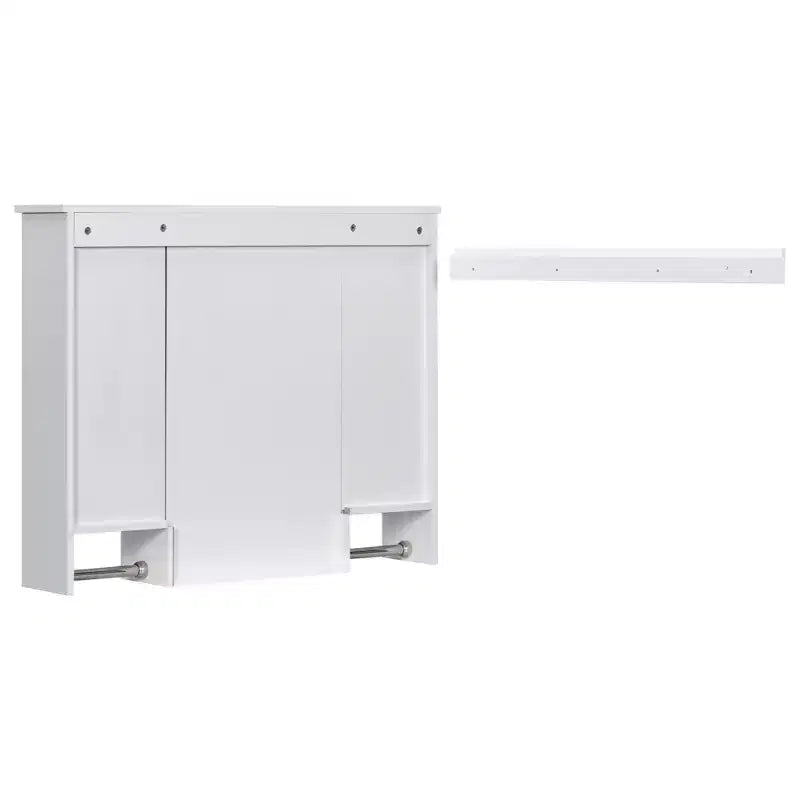 Armoire à pharmacie rectangulaire en MDF de 35 po L x 28 po H avec miroir et barre porte-serviettes pour salle de bain