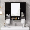 FAMYYT 35 in. W x 28 in. H Rectangular MDF Board Surface Mount Bathroom Medicine Cabinet with Mirror, Towels Bar