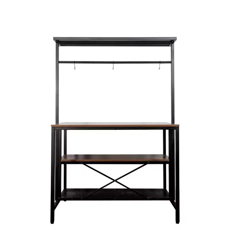 Îlot de cuisine, étagère de boulanger, desserte micro-ondes à 3 niveaux et étagère de four avec rangement pour cuisine, salle à manger et salon