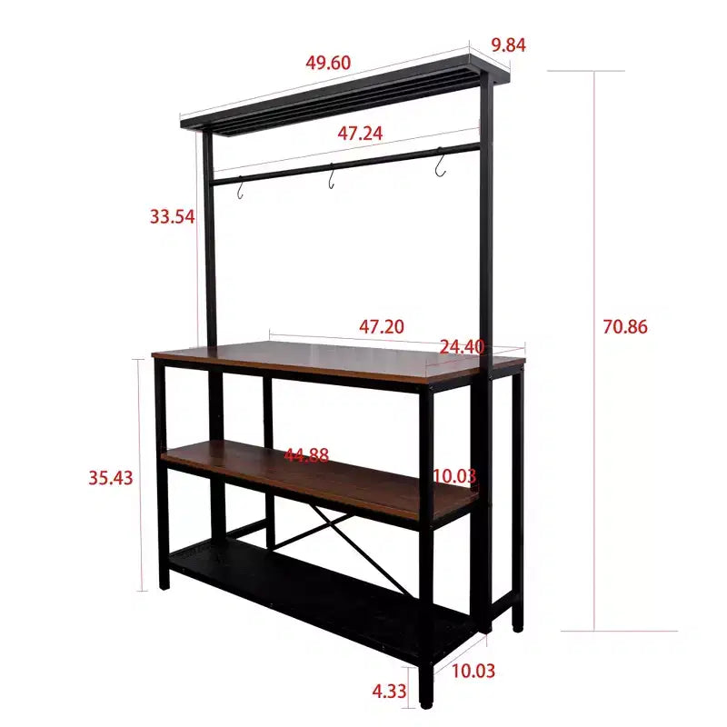 Îlot de cuisine, étagère de boulanger, desserte micro-ondes à 3 niveaux et étagère de four avec rangement pour cuisine, salle à manger et salon