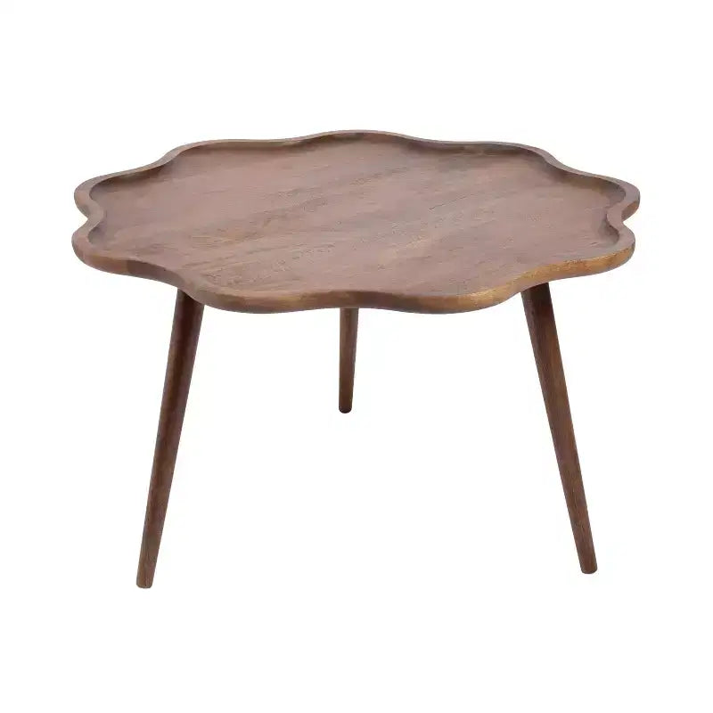 Kate and Laurel Alezar Scallop Wood Coffee Table, 30x30x18, Walnut Brown