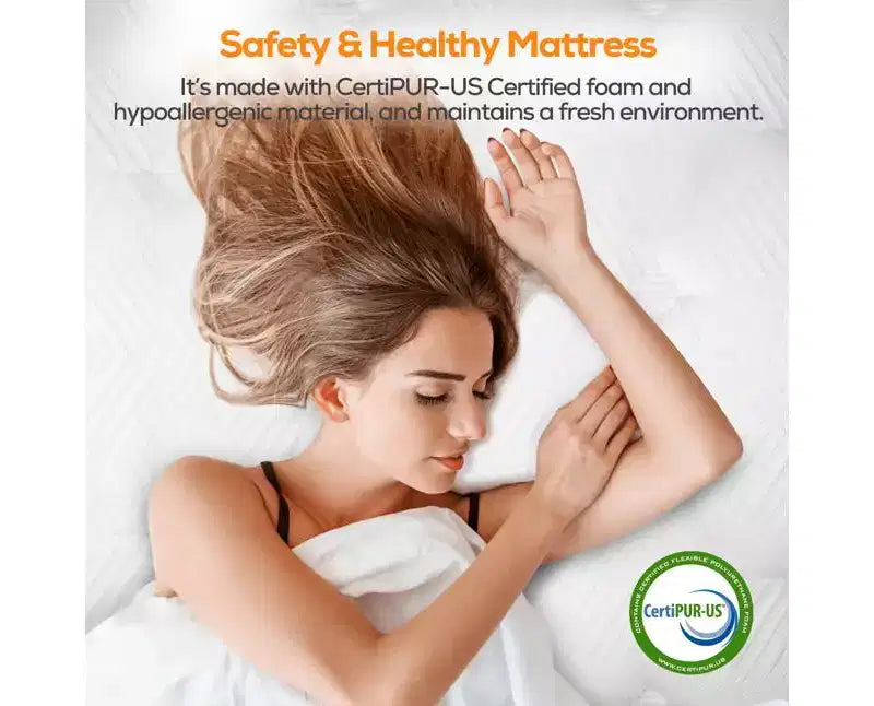 Matelas hybride 14" Queen en mousse à mémoire de forme et gel – Fermeté moyenne avec technologie rafraîchissante