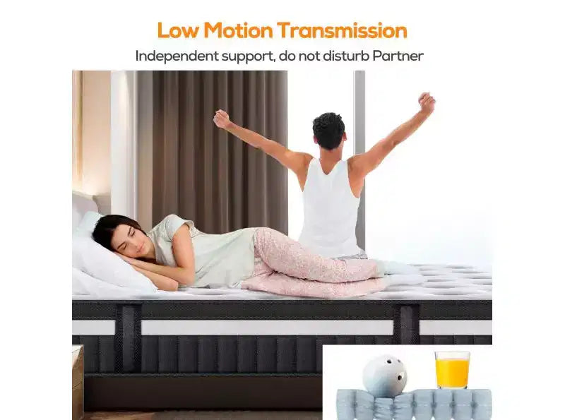 Matelas hybride 14" Queen en mousse à mémoire de forme et gel – Fermeté moyenne avec technologie rafraîchissante