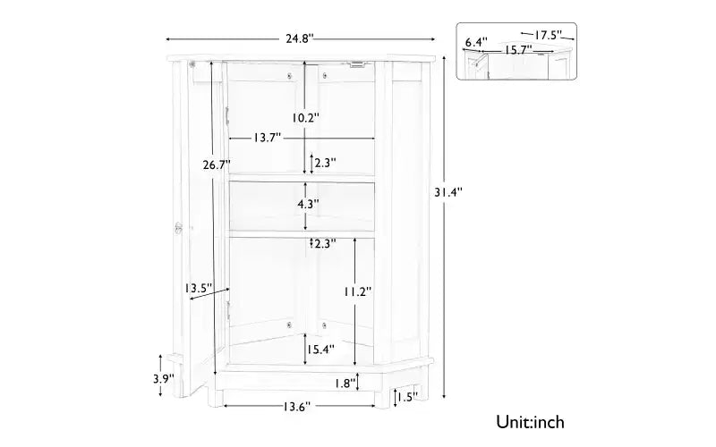 Meuble de rangement d'angle moderne pour salle de bain avec étagère réglable