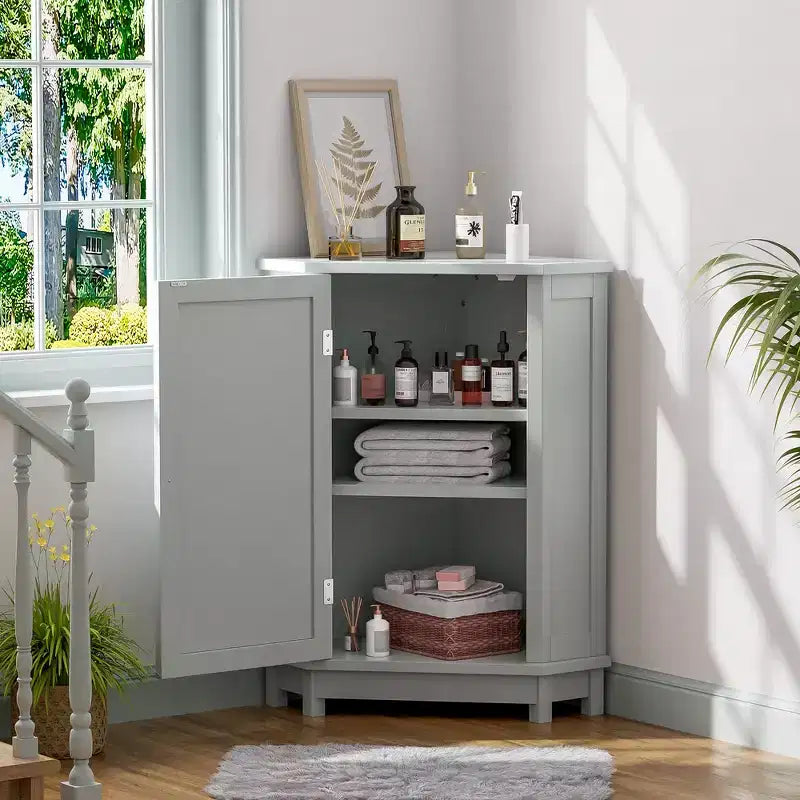 Meuble de rangement d'angle moderne pour salle de bain avec étagère réglable