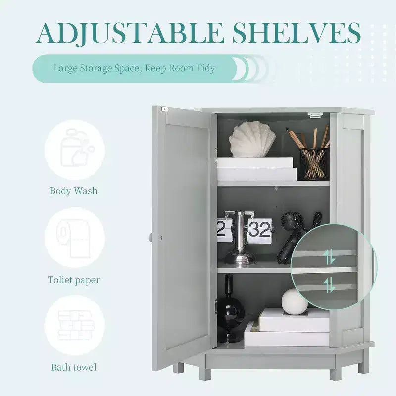 Meuble de rangement d'angle moderne pour salle de bain avec étagère réglable