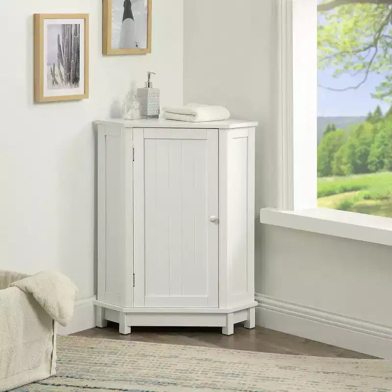 Meuble de rangement d'angle moderne pour salle de bain avec étagère réglable