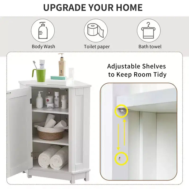 Meuble de rangement d'angle moderne pour salle de bain avec étagère réglable