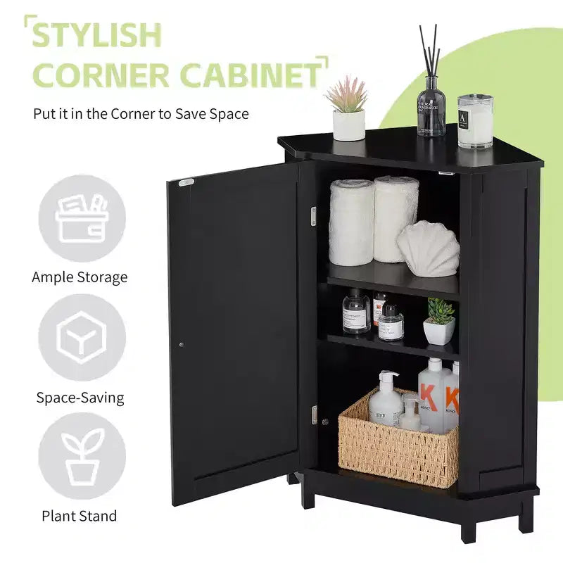Meuble de rangement d'angle moderne pour salle de bain avec étagère réglable