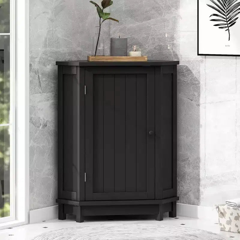 Whisen Modern Triangle Corner Bathroom Storage Cabinet with Adjustable Shelf