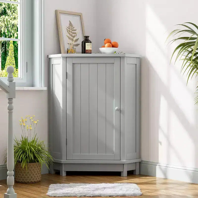 Meuble de rangement d'angle moderne pour salle de bain avec étagère réglable