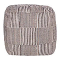 HomeRoots 18 Brown Cotton Cube Geometric Pouf Ottoman