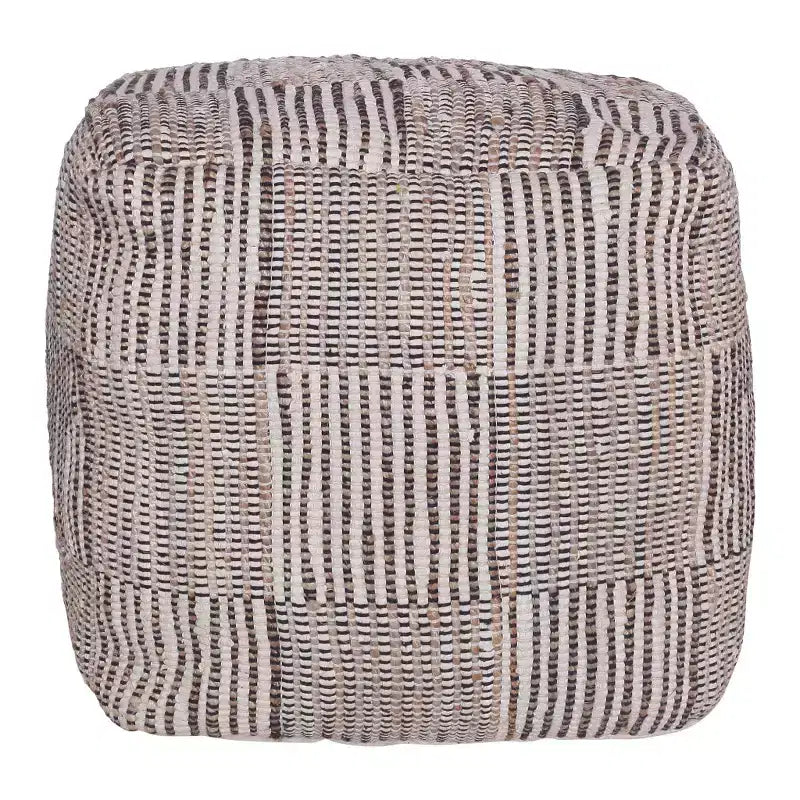 HomeRoots 18 Brown Cotton Cube Geometric Pouf Ottoman