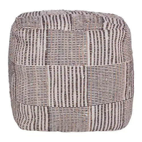 HomeRoots 18 Brown Cotton Cube Geometric Pouf Ottoman