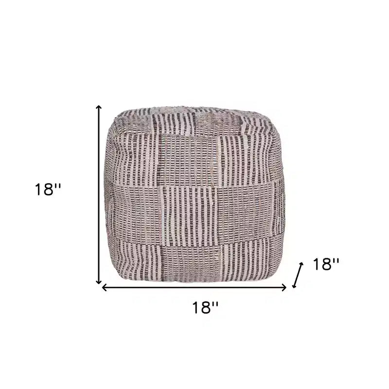 Pouffe ottoman géométrique cube en coton marron de 45 cm
