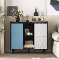 TUYOHW Sideboard Buffet Cabinet,Black Storage Cabinet with Doors,2 Drawers,2 Open Shelves,Accent Cabinet for Kitchen,Dining Room,Living Room
