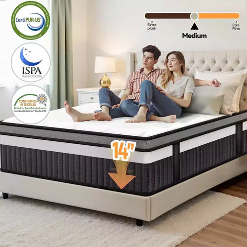 Queen Mattress, 14In Memory Foam Mattress in a Box,Pressure Relief Mattress, Zoned Support, Gel Layer for Cooling, Medium Firm, Improving Circulation