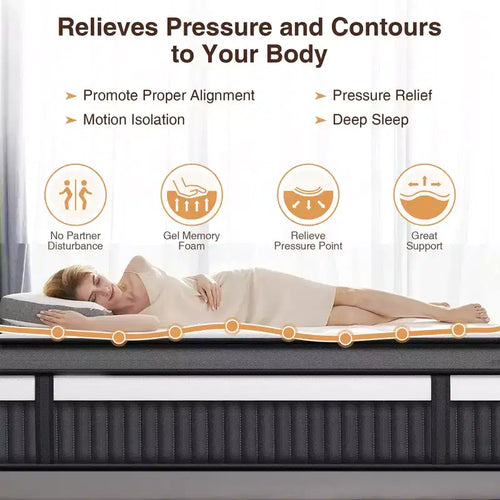 Matelas Queen en mousse à mémoire de forme Gel de 14 pouces dans une boîte, fermeté moyenne, rafraîchissant et anti-pression