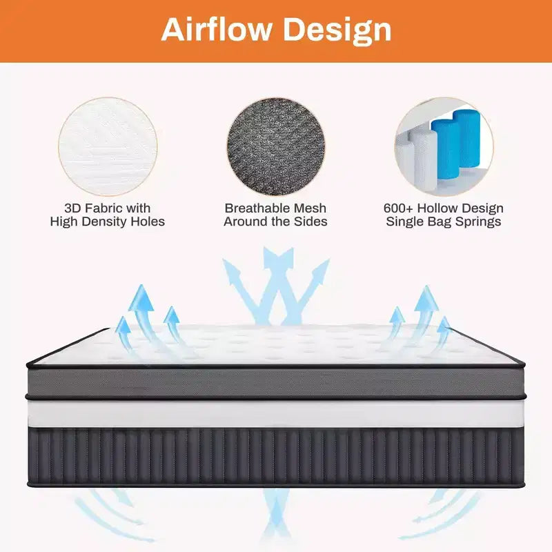 Matelas Queen en mousse à mémoire de forme Gel de 14 pouces dans une boîte, fermeté moyenne, rafraîchissant et anti-pression