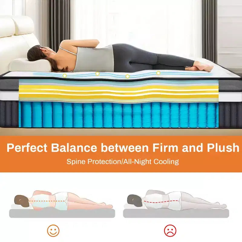 Matelas Queen en mousse à mémoire de forme Gel de 14 pouces dans une boîte, fermeté moyenne, rafraîchissant et anti-pression