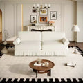 MAYEERTY Luxuriously Comfortable 3&4 Seater Cloud Couch, Chenille Fabric Sofa with Rolled Arms & Pleated Skrit Beige