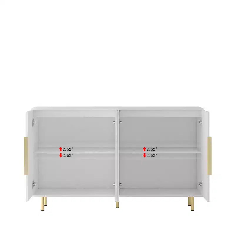 Buffet de rangement moderne avec portes cannelées et étagères réglables