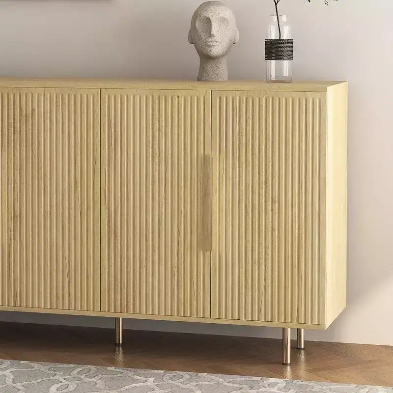 Buffet de rangement moderne avec portes cannelées et étagères réglables