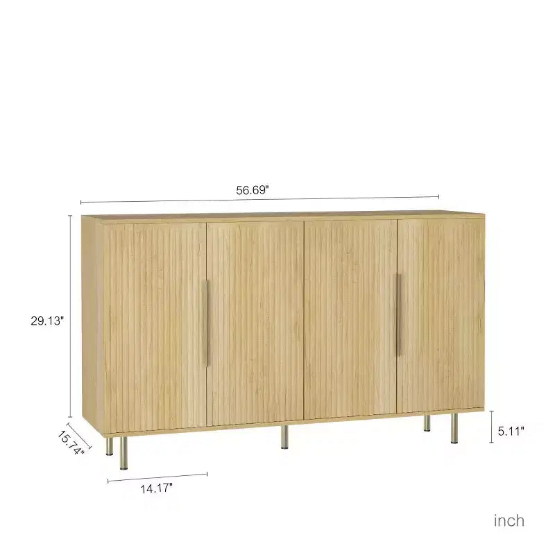 Buffet de rangement moderne avec portes cannelées et étagères réglables