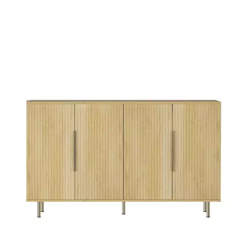 Buffet de rangement moderne avec portes cannelées et étagères réglables
