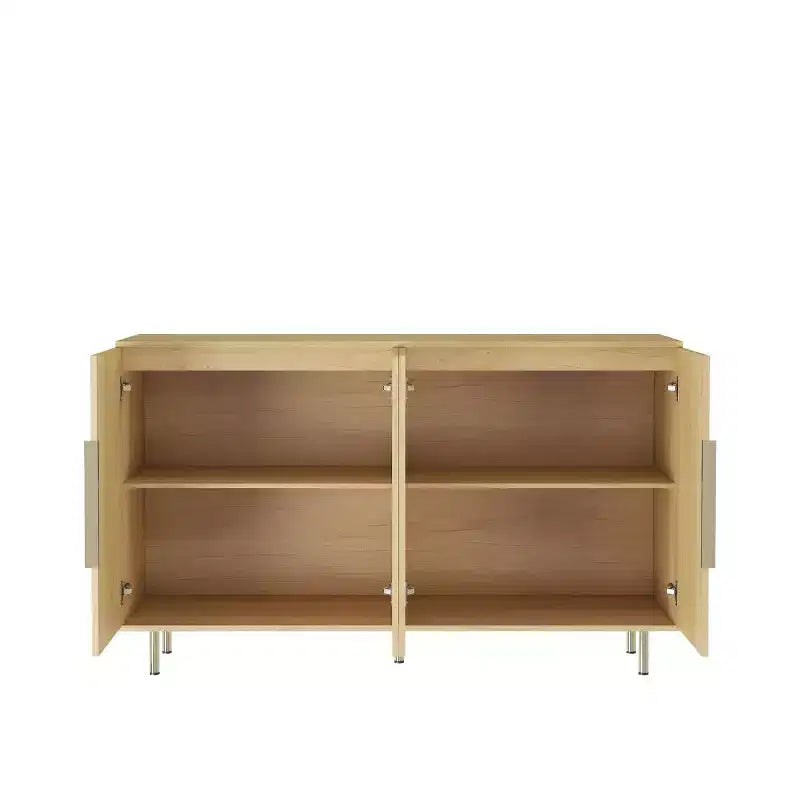 Buffet de rangement moderne avec portes cannelées et étagères réglables