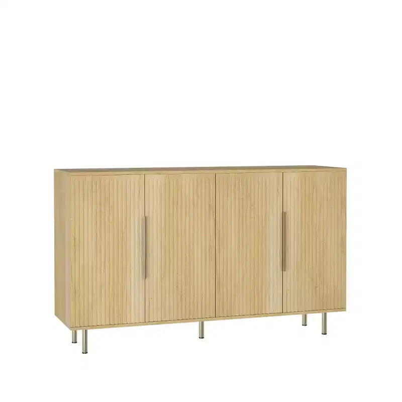 Buffet de rangement moderne avec portes cannelées et étagères réglables