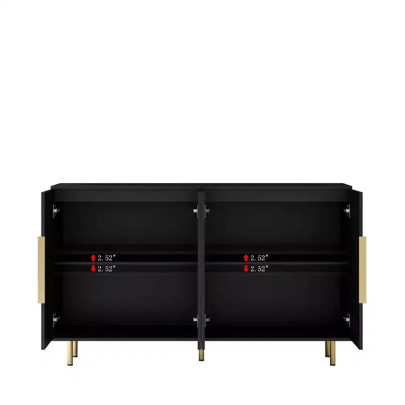 Buffet de rangement moderne avec portes cannelées et étagères réglables