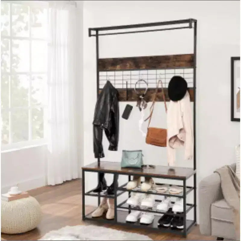 Porte-manteau en métal et panneau de particules