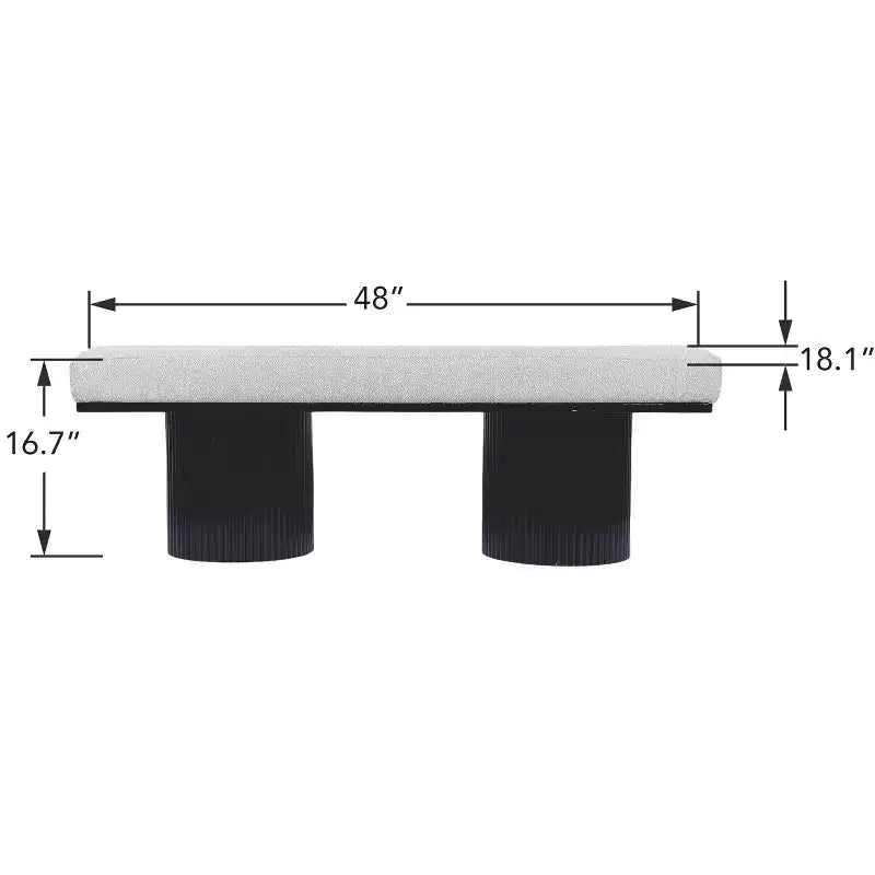 Banc d'appoint en tissu bouclette 48 po avec pieds épais – Ottoman contemporain et banc de bout de lit, capacité de 118 kg