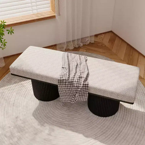 TUYOHW 48 Boucle Fabric Accent Bench with Chunky Legs,Contemporary End of Bed Ottoman Bench Coffee Table Bench 260lbs Capacity