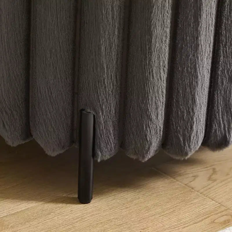 Pouf ottoman moelleux avec pieds en métal - Repose-pieds en fausse fourrure pour salon, large tabouret d'appoint rond, capacité de 125 kg