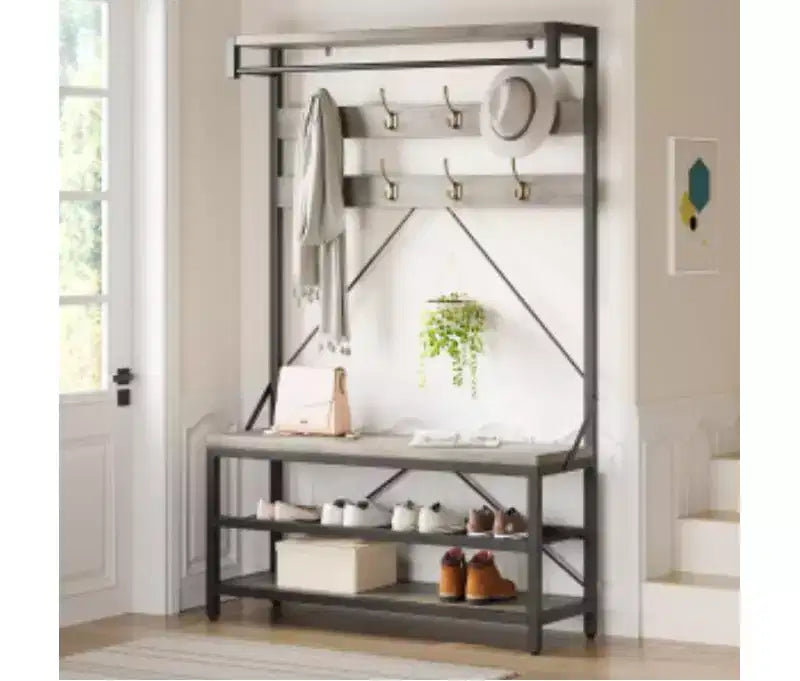 Tree with Shoe Bench, Metal + Particle Board,