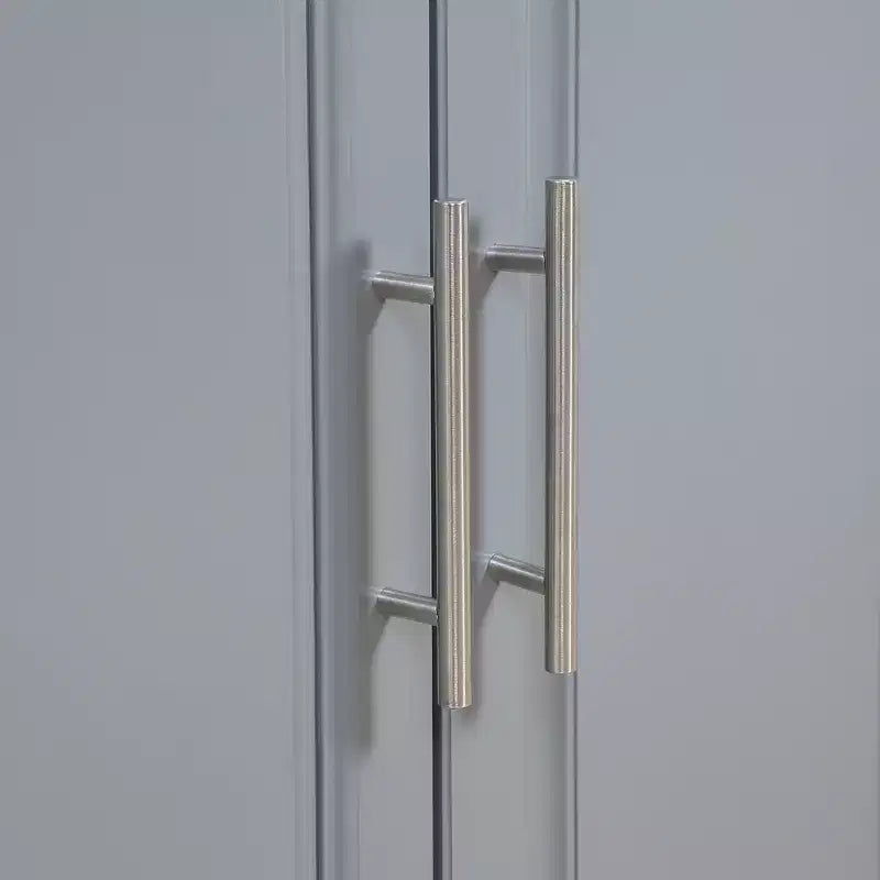 Ilot de cuisine gris en acier inoxydable avec plateau rabattable, tiroirs de rangement, 2 armoires et étagère à épices