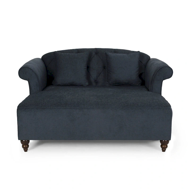 Chaise longue double rembourrée, 66 po, charbon